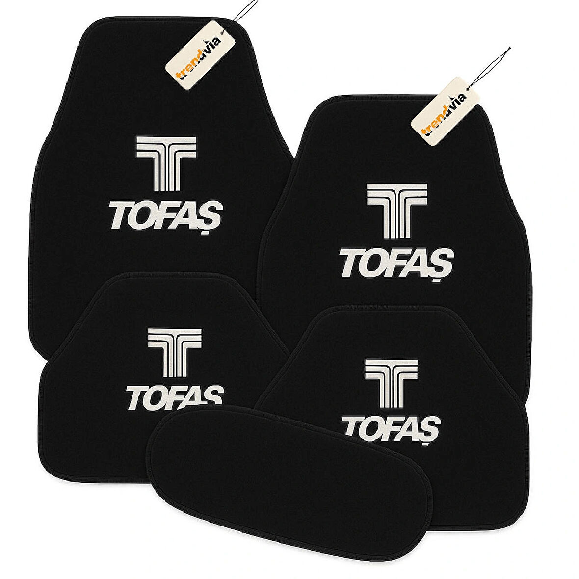 Siyah Renk TOFAŞ Yazılı Oto Halı Paspas 5 Parça – Suya Dayanıklı, Kaymaz ve Kolay Temizlenen Araç Paspası