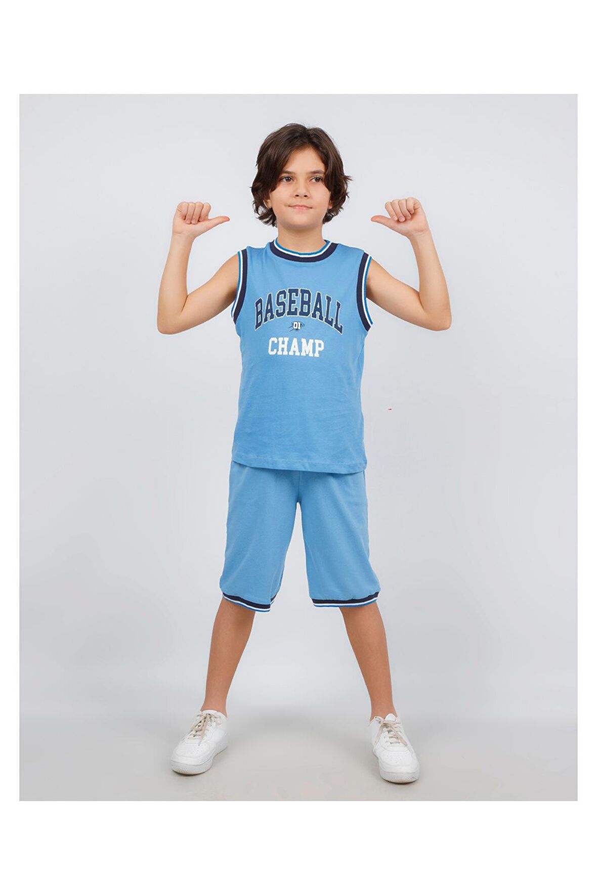 Erkek Çocuk Kolsuz Baseball Baskılı Basic Kaprili Takım 6-9 Yaş