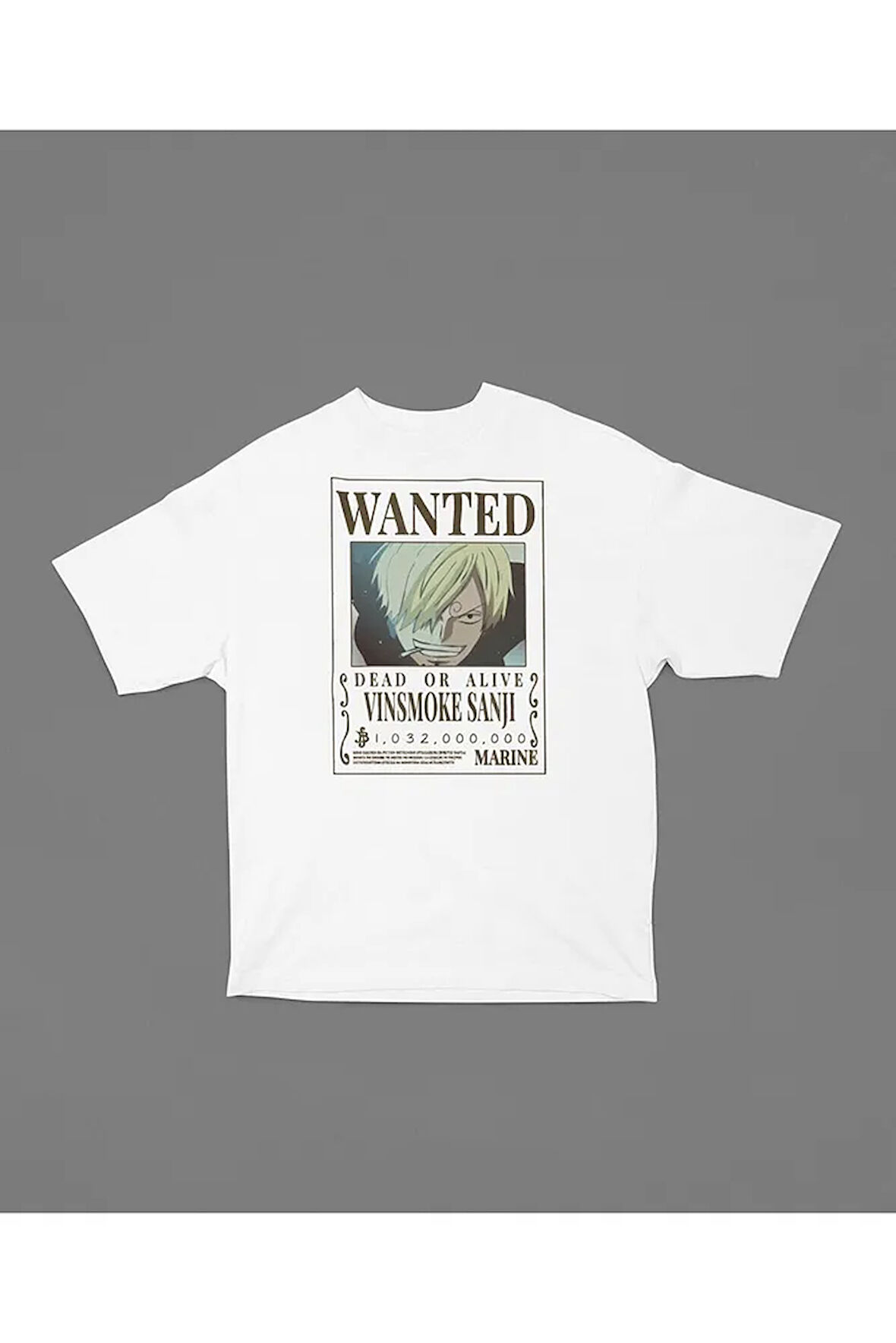 Vinsmoke Sanji Wanted Baskılı Unisex Tişört, Oversize Anime Tişört