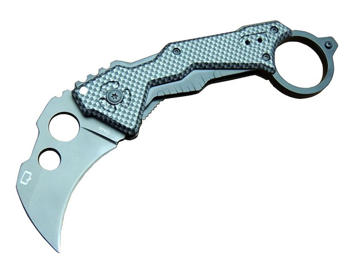 Quartermaster DA46 Karambit Outdoor Çakı 18 cm - Tırtıklı, Karbon Fiber Sap