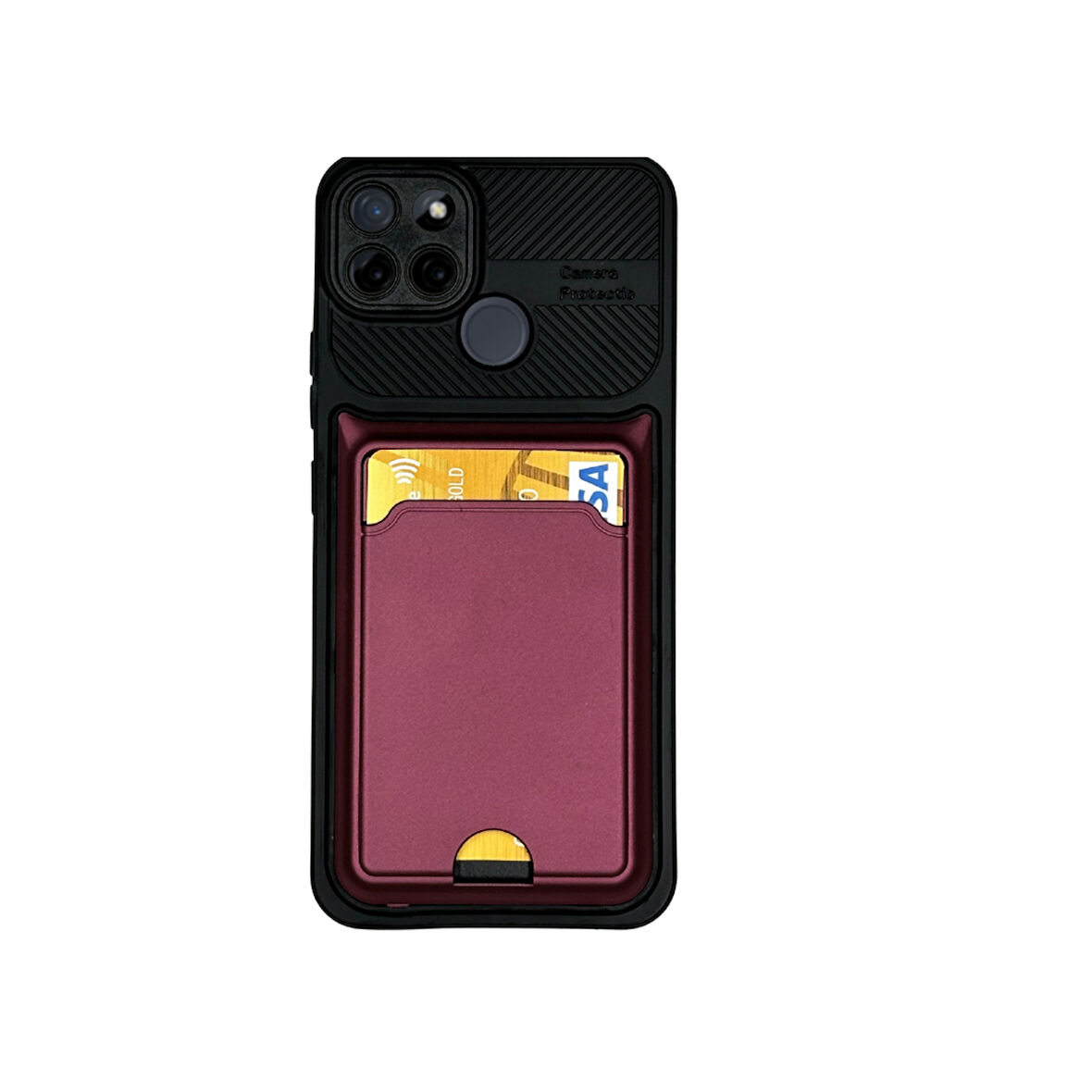 REALME C21 Y  KARTLIKLI SİLİKON KILIF BORDO