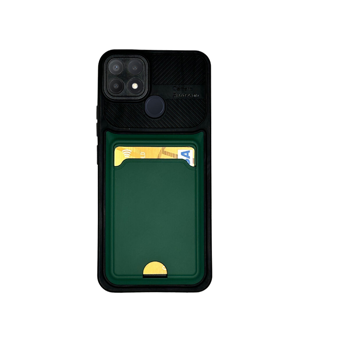 OPPO A15  KARTLIKLI SİLİKON KILIF YEŞİL