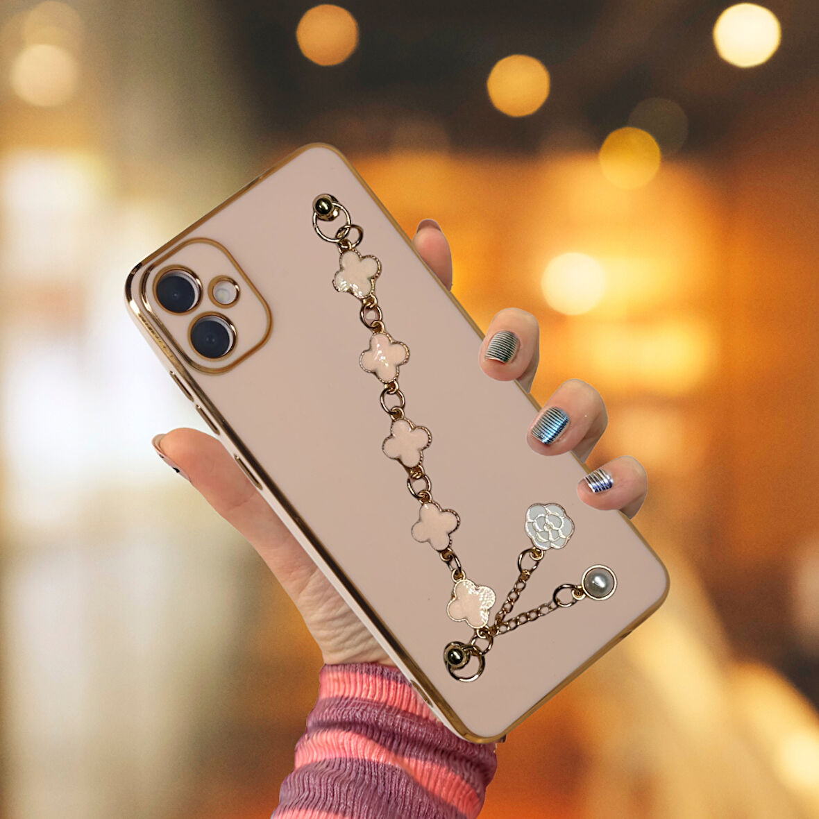 SAMSUNG A05  ELÇEK ŞANZELİZE KILIF ROSE GOLD