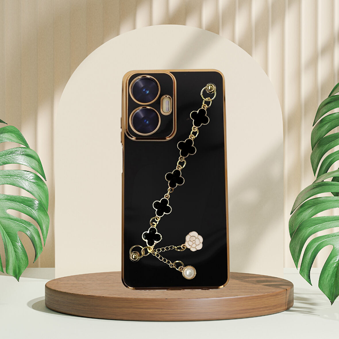 REALME C55  ELÇEK ŞANZELİZE KILIF SİYAH