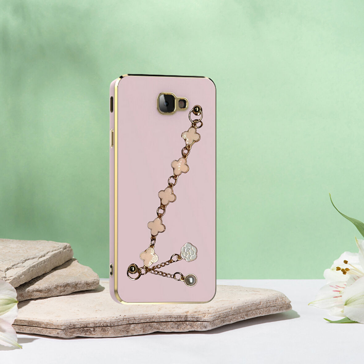 SAMSUNG J7 PRİME  ELÇEK ŞANZELİZE KILIF ROSE GOLD