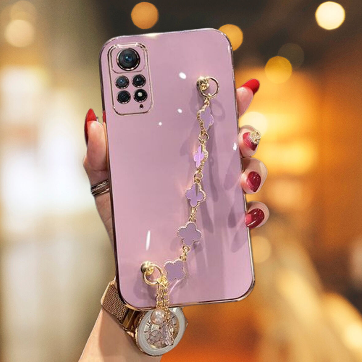 XİAOMİ REDMİ NOTE 11/ NOTE 11S UYUMLU  ELÇEK ŞANZELİZE KILIF LİLA