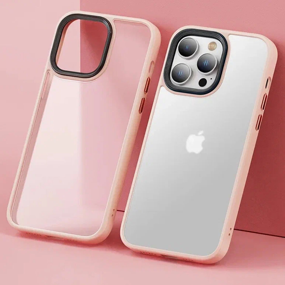 İPHONE 11 PRO YANLARI RENKLİ SİLİKON PARLAK ARKA YÜZEYLİ  TİGER HİBRİT KAPAK KREM