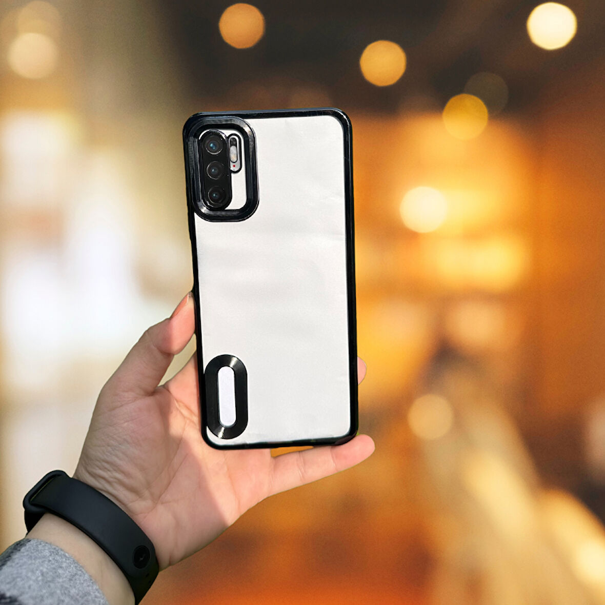 XİAOMİ REDMİ NOTE 10 5G YANLARI RENKLİ LENS KORUMALI LOGO GÖSTEREN  MEGA KILIF SİYAH