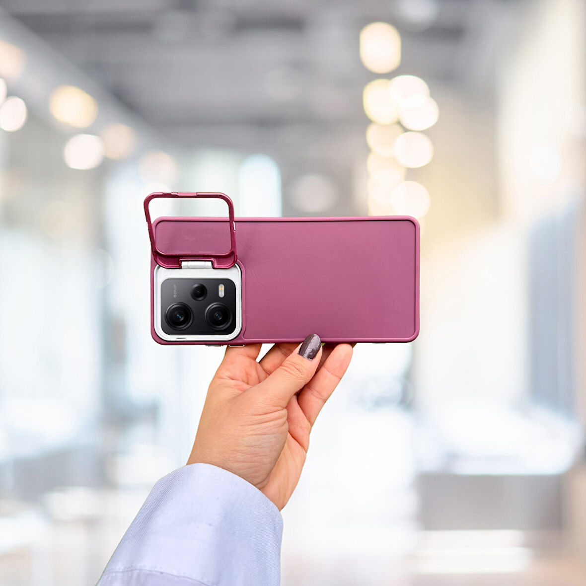 XİAOMİ REDMİ NOTE 12 PRO 5G STANDLI İÇİ SÜET TPU KILIF BORDO