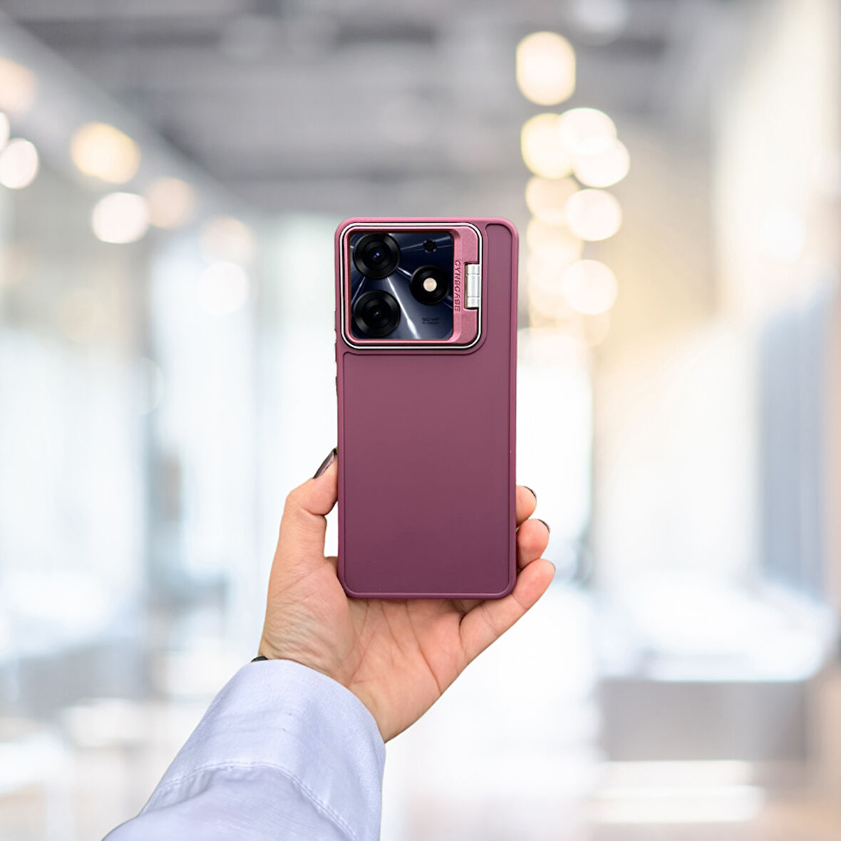 TECNO SPARK 10 PRO STANDLI İÇİ SÜET TPU KILIF BORDO