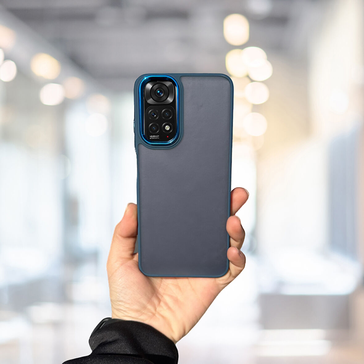 XİAOMİ REDMİ NOTE 11S  ARKASI BUZLU ŞEFFAF HASSAS DÜĞME KAMERA ÇIKINTILI SERT MAT PERFECT LACİVERT