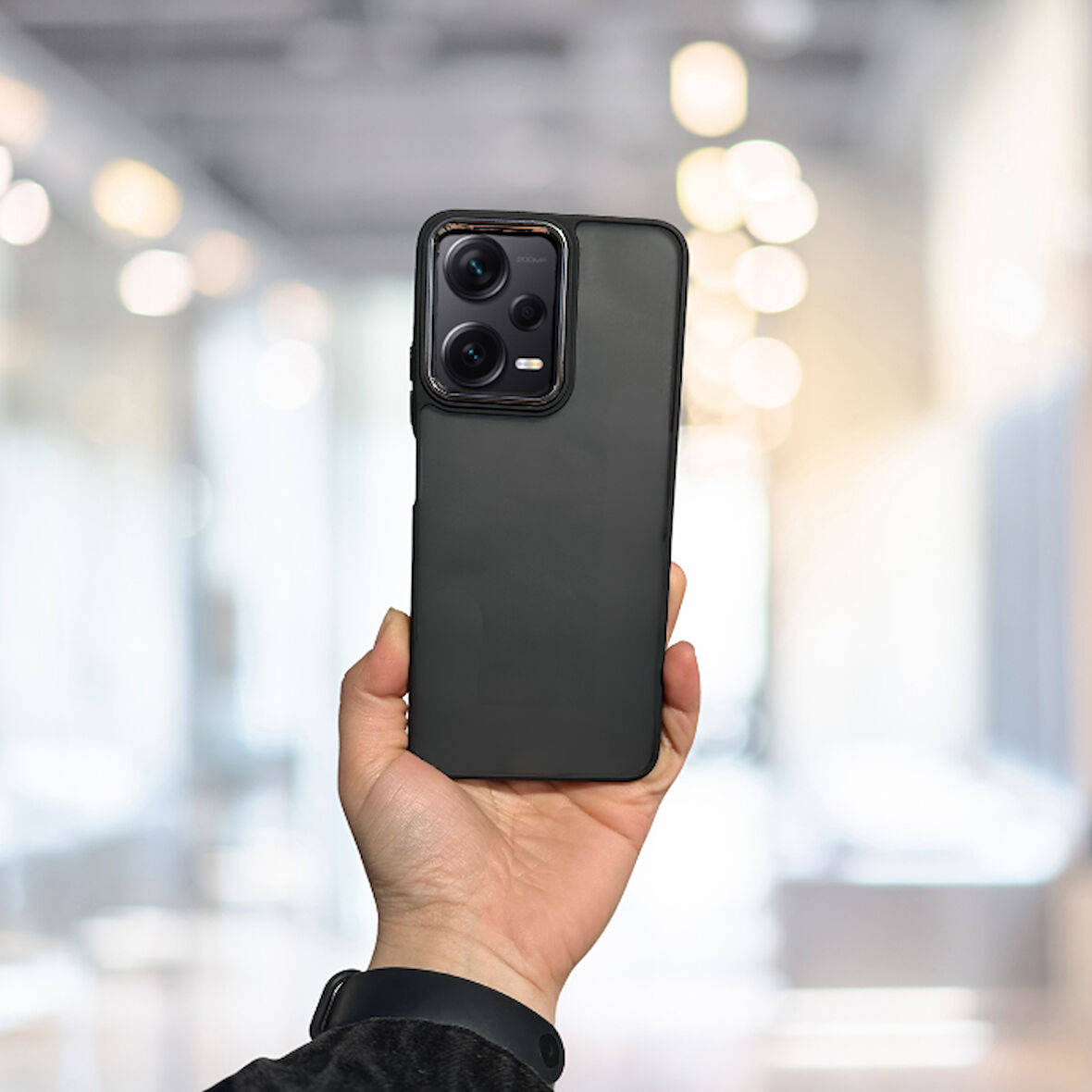XİAOMİ REDMİ NOTE 12 5G  ARKASI BUZLU ŞEFFAF HASSAS DÜĞME KAMERA ÇIKINTILI SERT MAT PERFECT SİYAH