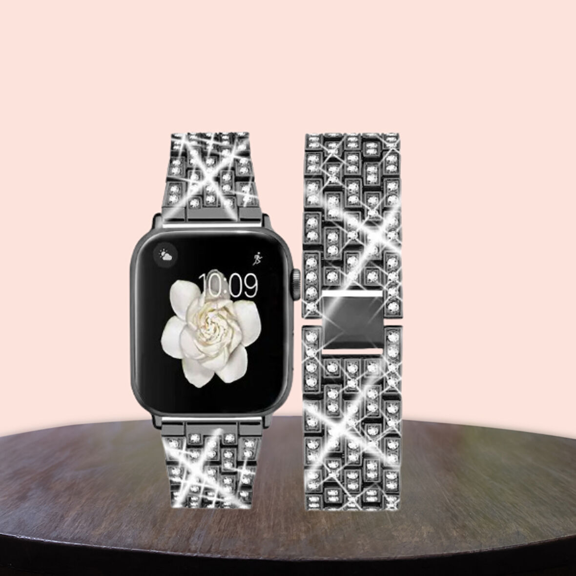 Apple Watch Uyumlu 38/40/41 Mm  Diamond Metal Kordon SİYAH