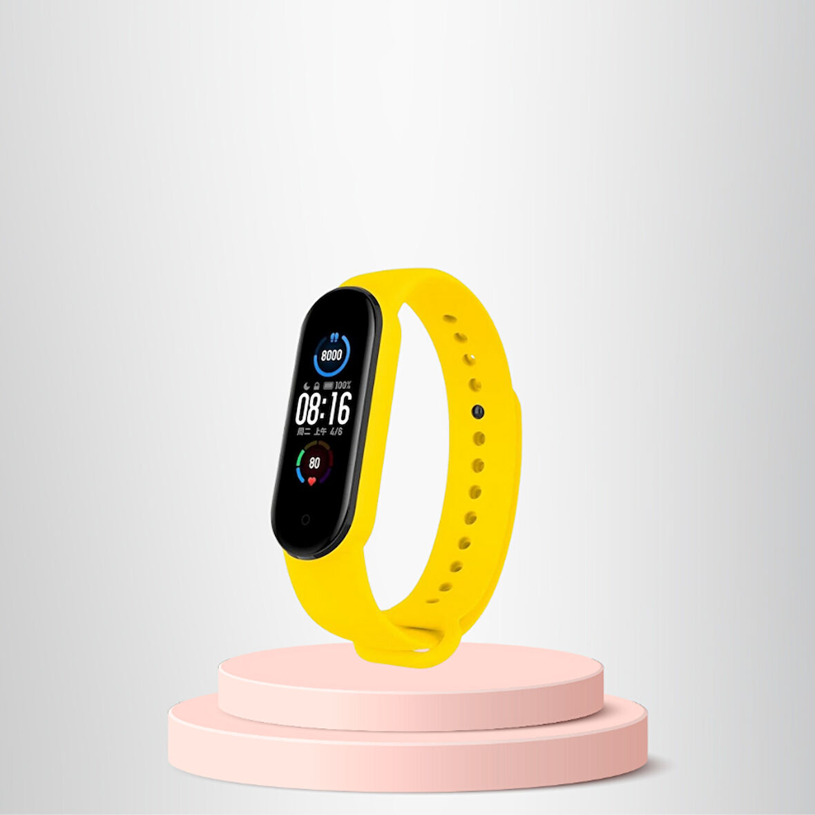 Mi Band 3-4 Uyumlu  Silikon Kordon M3-M4 Uyumlu SARI