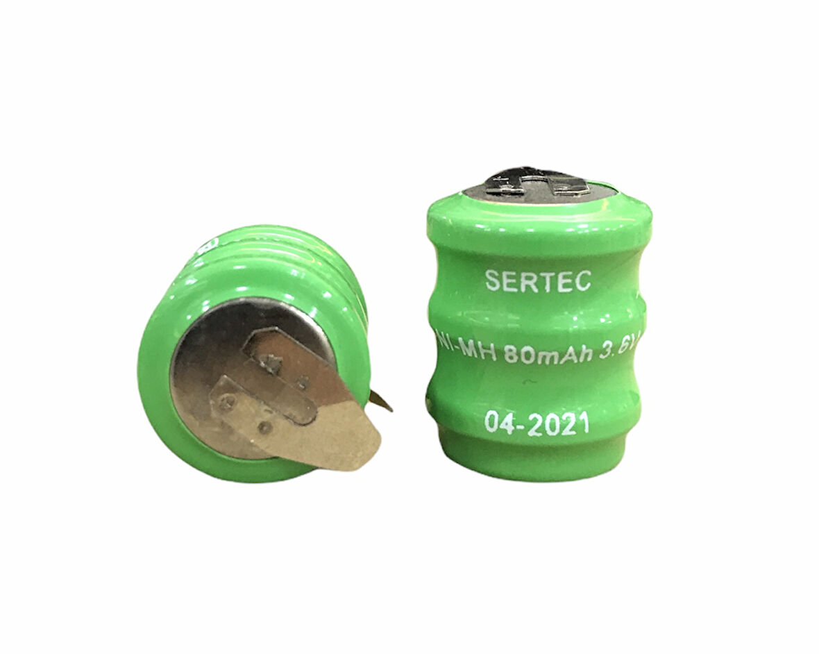 3.6V 3S1P 80 Mah 2 Pin NI-MH Buton Pil
