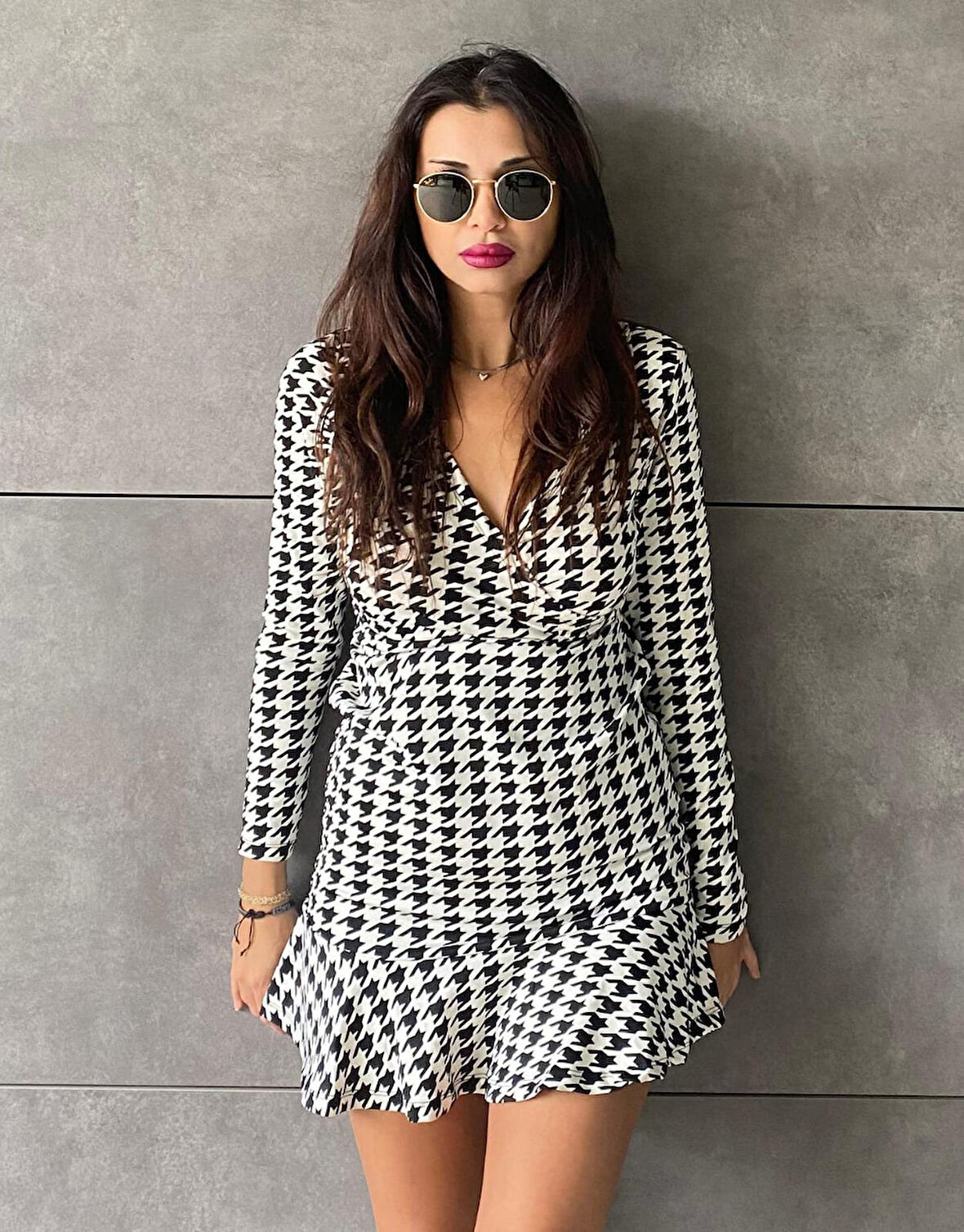 leyla sanat sanata yeni bir bakış açısı Kadın Uzun Kollu Kruvaze Yaka Kazayağı Mikro Mini Boy Elbise