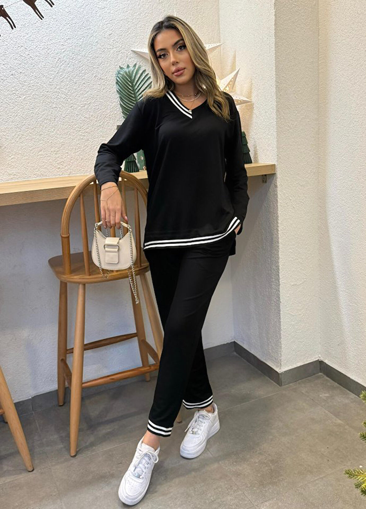 leyla sanat sanata yeni bir bakış açısı Kadın Yeni Sezon Uzun Kollu Ribana Detay Ikili Takım