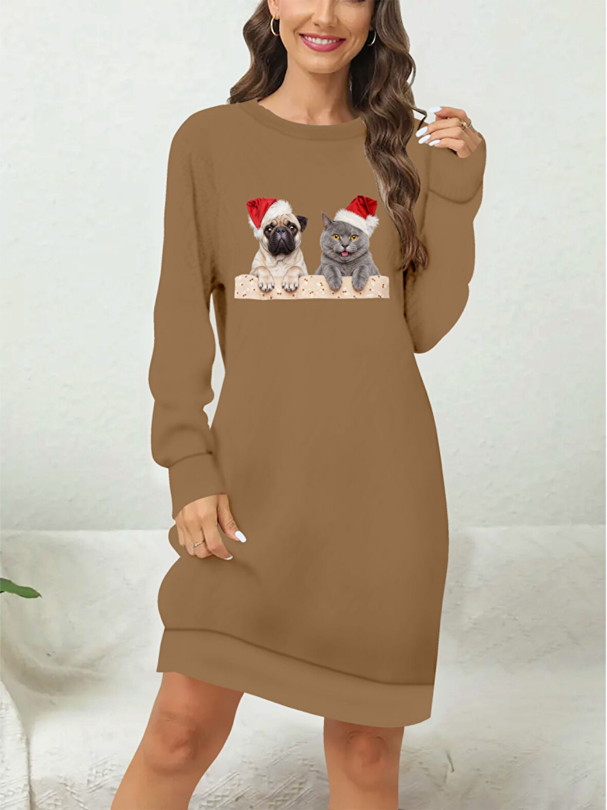 leyla sanat sanata yeni bir bakış açısı Kadın Uzun Kollu Bisiklet Yaka Desenli Viskon Iki Iplik Bluz