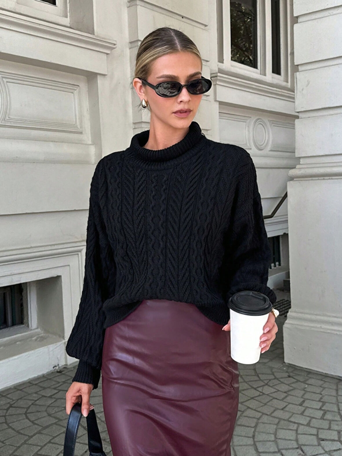leyla sanat sanata yeni bir bakış açısı Uzun Kollu Yarı Balıkçı Yaka Triko Bluz