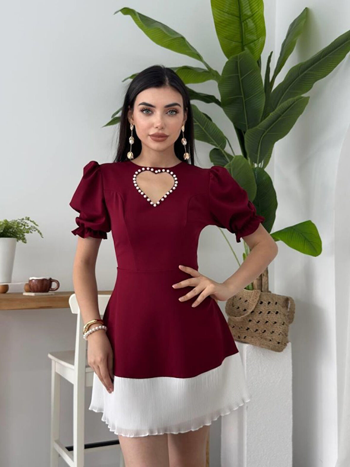 leyla sanat sanata yeni bir bakış açısı Safe Kalp Detaylı Elbise