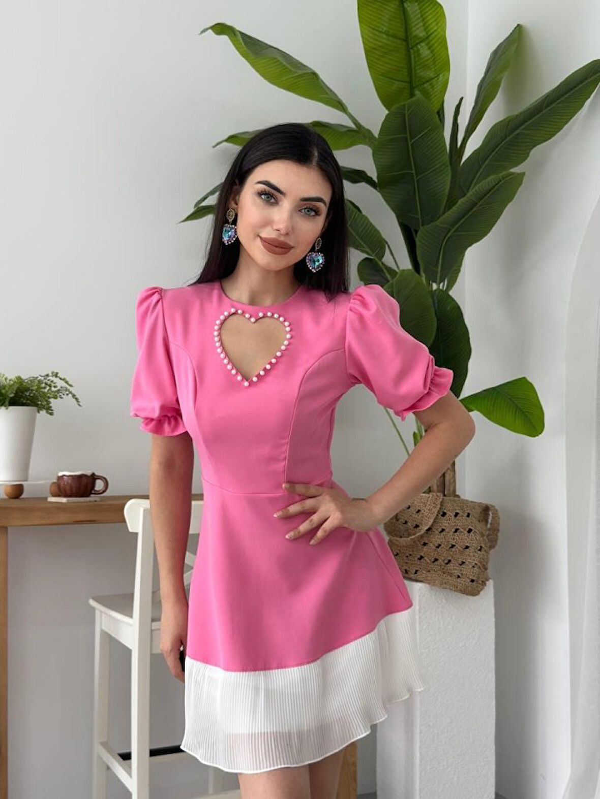 leyla sanat sanata yeni bir bakış açısı Safe Kalp Detaylı Elbise