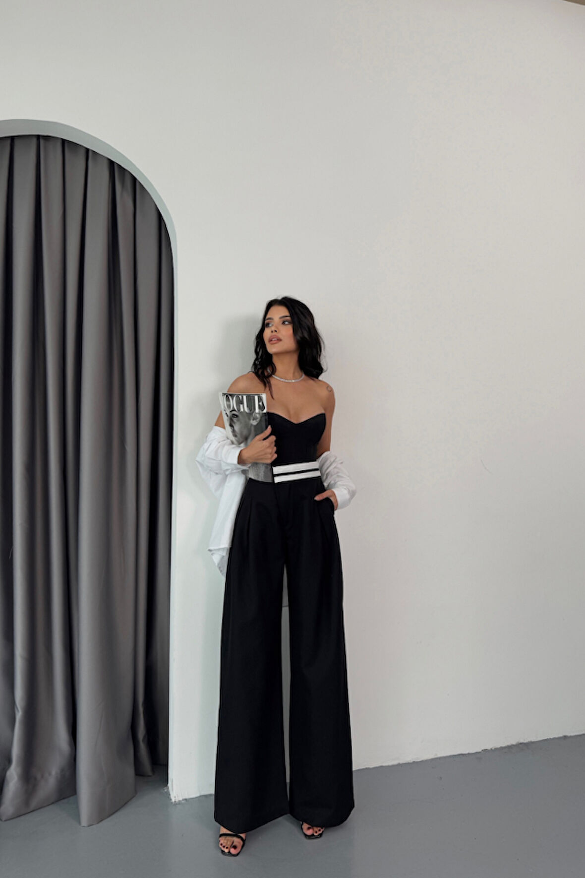 leyla sanat sanata yeni bir bakış açısı PANTOLON BEL ŞERİT DETAYLI - Siyah