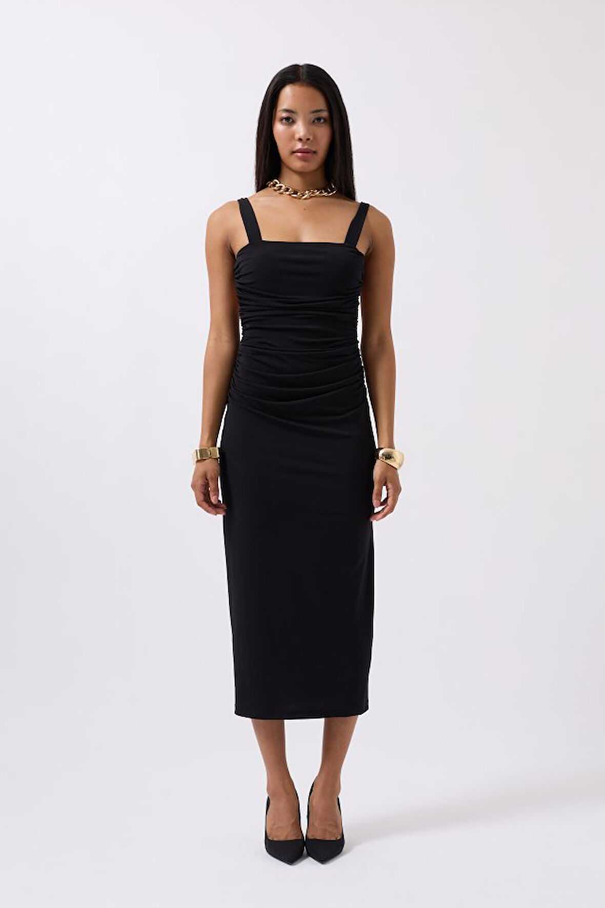 leyla sanat sanata yeni bir bakış açısı Yırtmaç Detay Sırt Dekolte Elbise