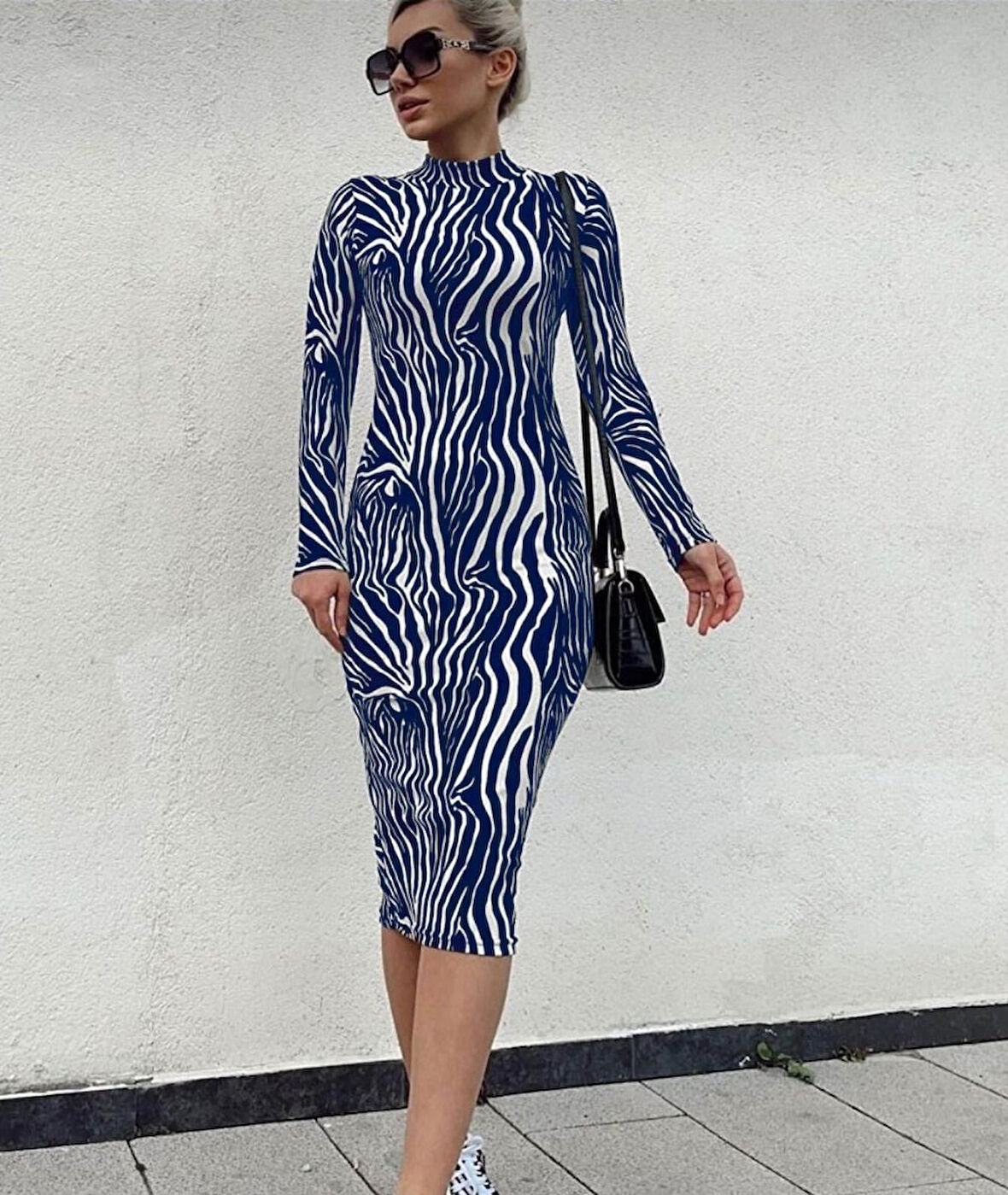 leyla sanat sanata yeni bir bakış açısı Kadın Uzun Kollu Mikro Midi Elbise