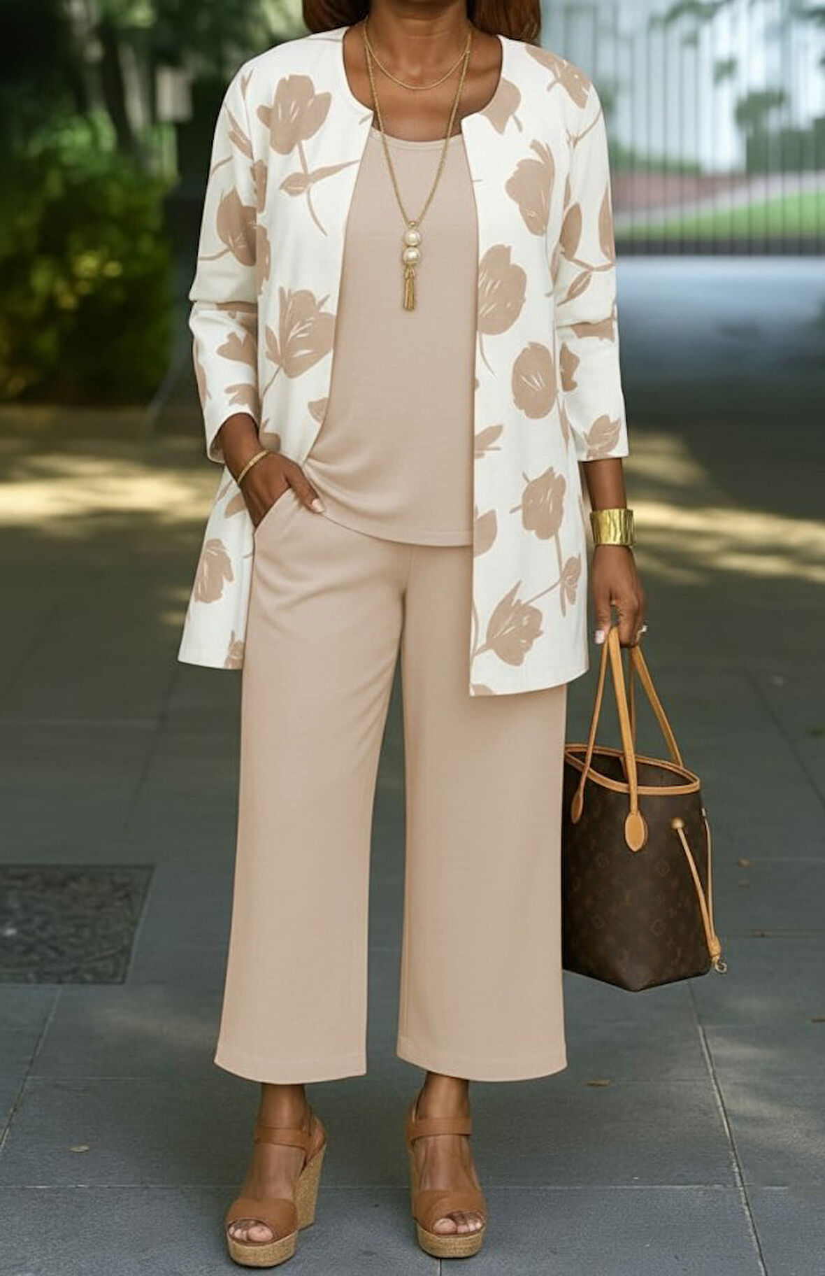 leyla sanat sanata yeni bir bakış açısı Kadın Uzun Kollu önü Açık Modal Ceket Kolsuz Viskon Iki Iplik Bluz Ve Pantolon üçlü Takım