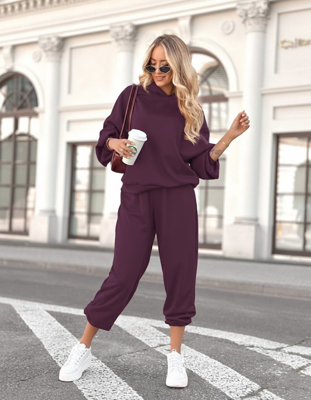 leyla sanat sanata yeni bir bakış açısı Kadın Uzun Kollu Kapşonlu Viskon Iki Iplik Bluz Ve Pantolon Ikili Takım