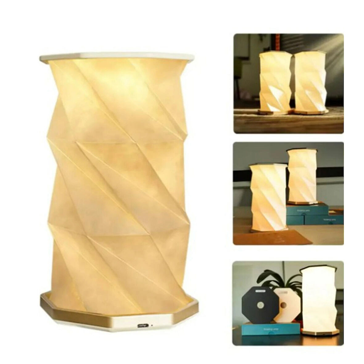 Ozmik Dönen Kitap Işığı ABS Ahşap ve Kağıt Lamba Taşınabilir USB Şarj Edilebilir