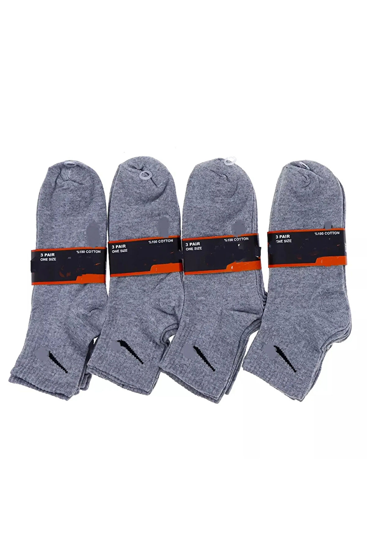 6 Çift Tik Desenli Esnek Erkek Kadın Unisex Gri Pamuklu Kolej Çorabı
