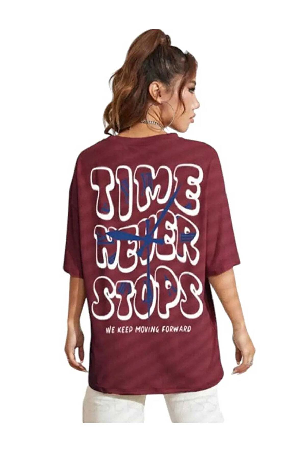 malkoçbey time baskılı oversize basic t-şhirt