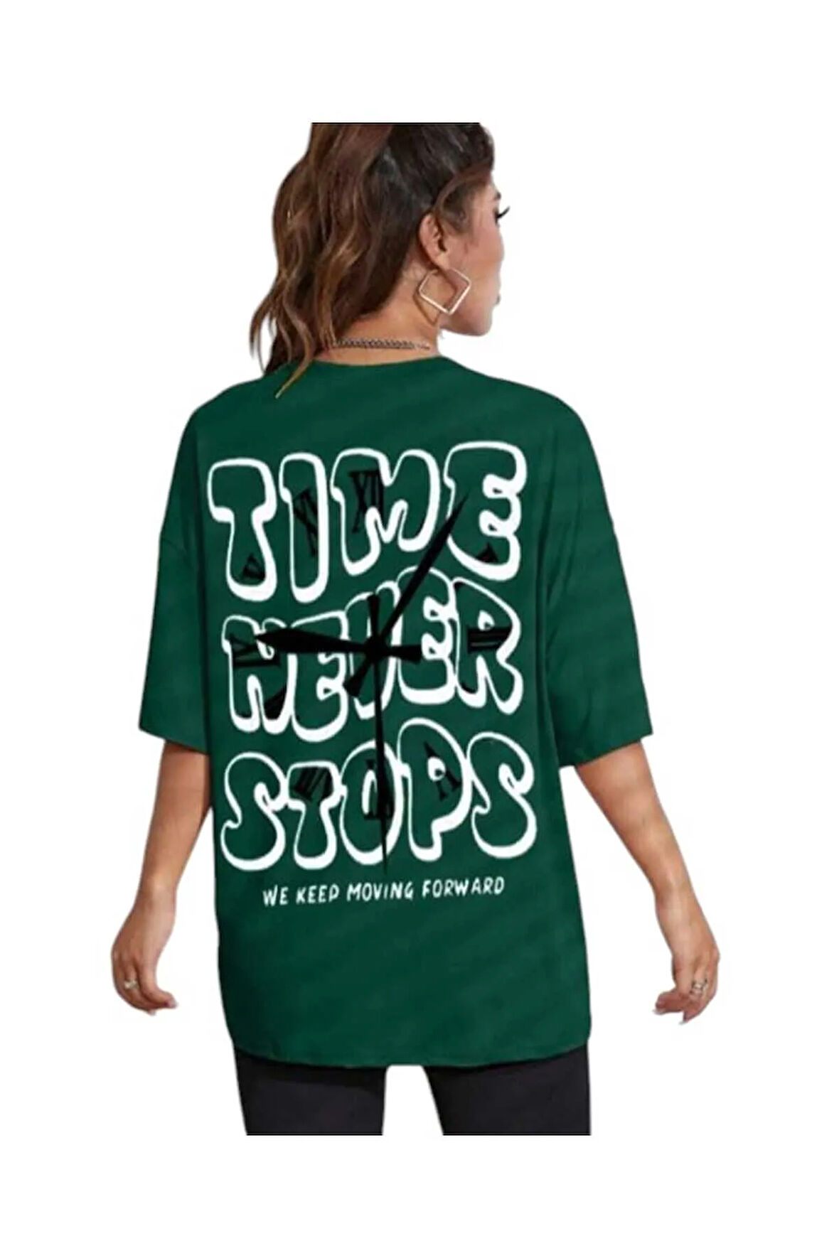 malkoçbey time baskılı oversize basic t-şhirt