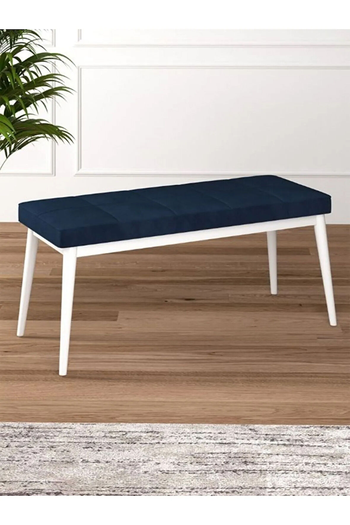 Tina Baby Face Modern Beyaz Ahşap Ayak Bench Oturak 90x40, Ayakkabılık Bank, Yatak Ucu Puf