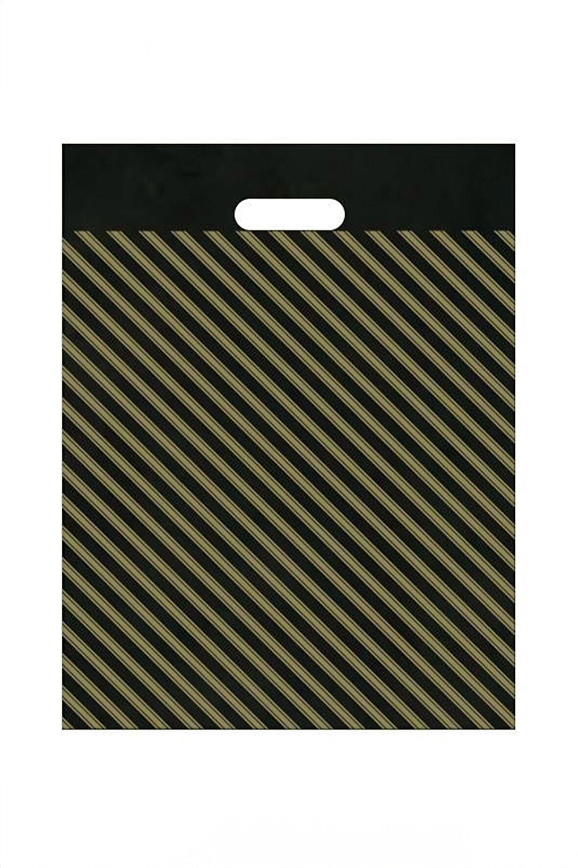 Tiri Store Takviyeli El Geçme Siyah Çizgili  Mağaza Poşeti 4 no 40x50 cm 250 adet