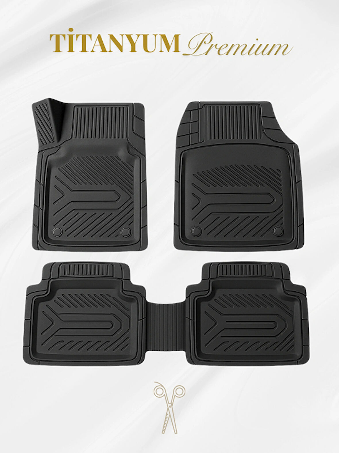 3D Havuzlu Oto Paspas Titanyum Kauçuk Araba Paspası Premium