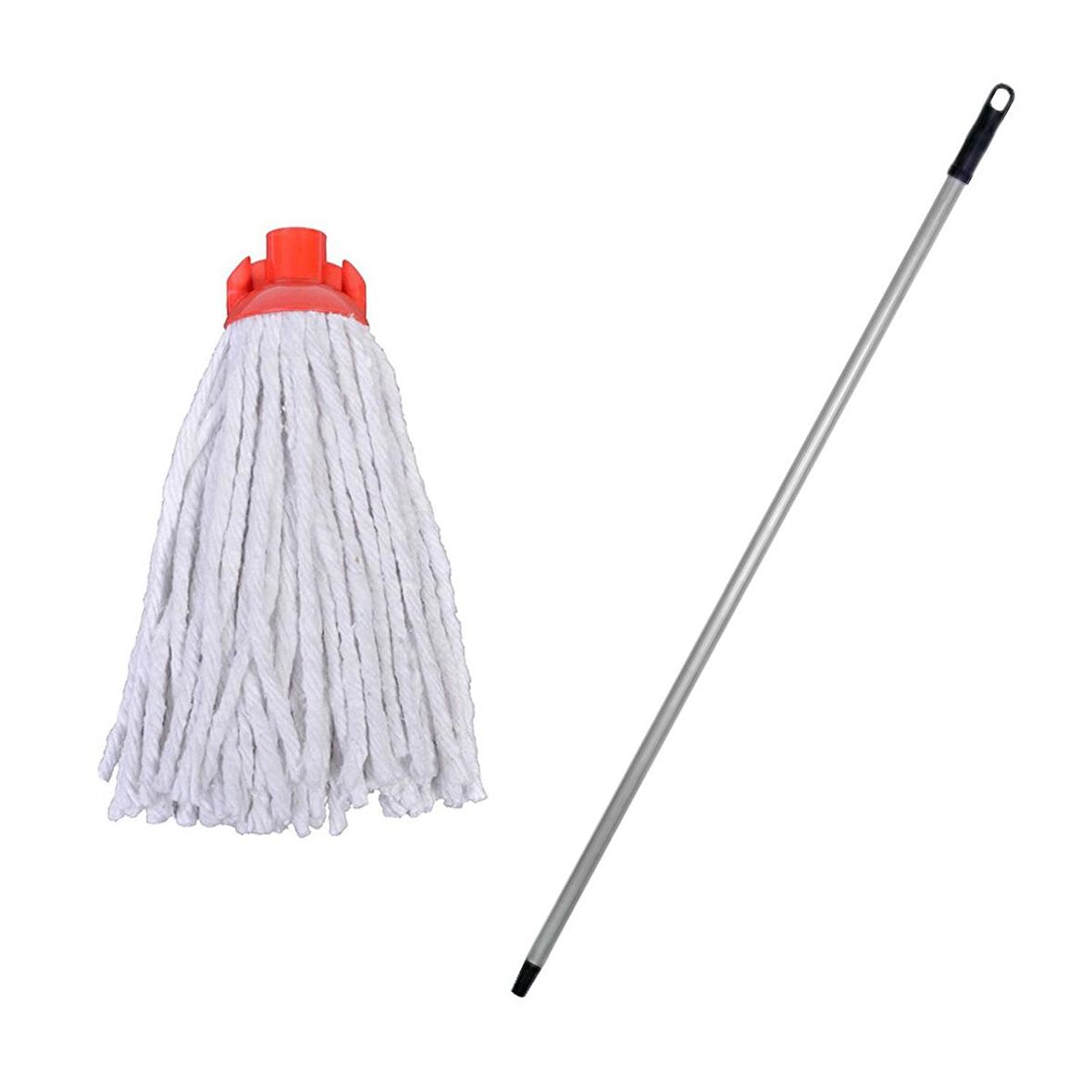 Titiz İspanyola Islak Yedek Mop Takımı - Beyaz Cotton Mop + Metal Vidalı Sap - 1 Adet