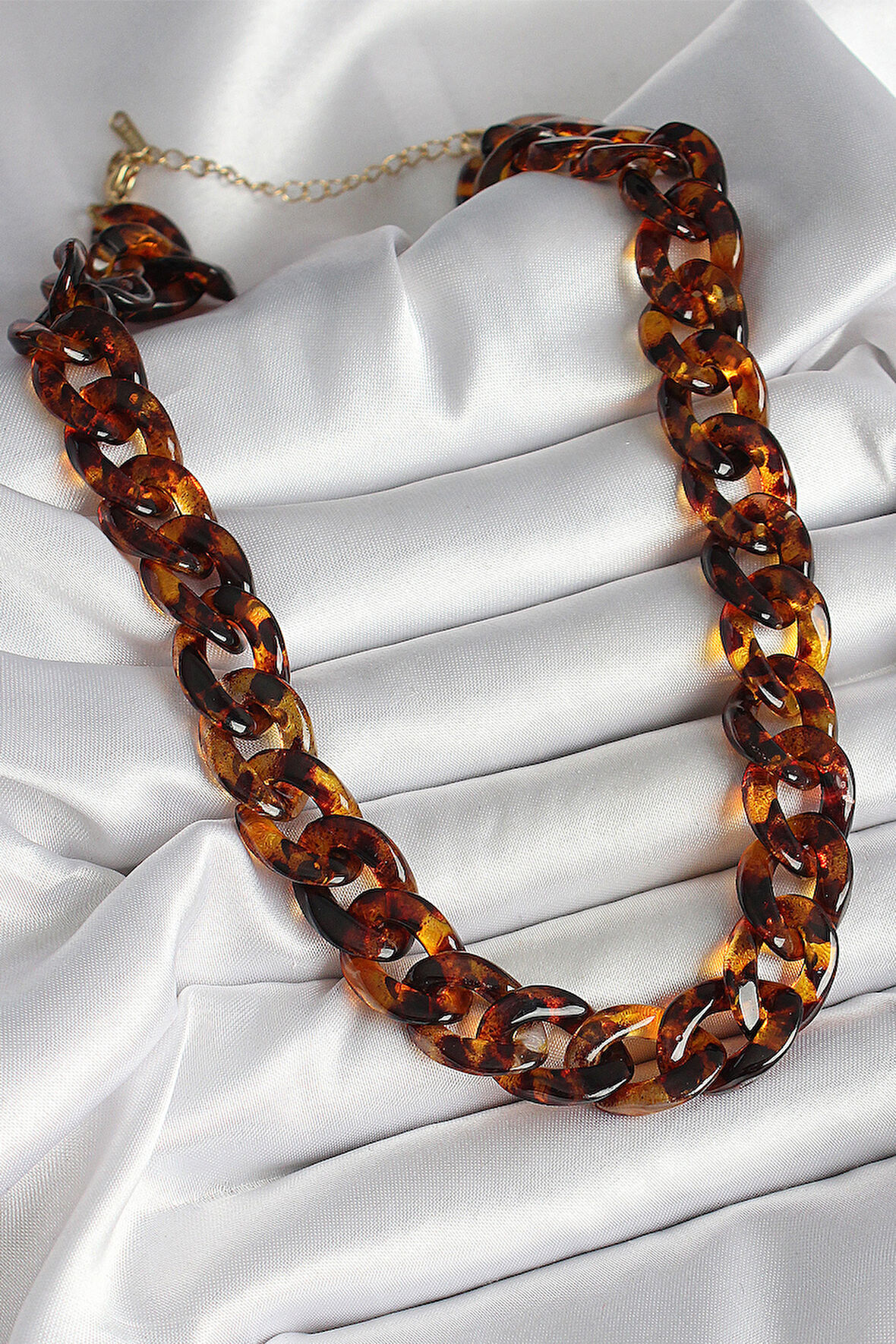 Leopar Desenli Mika Kalın Zincir Kadın Kolye - TJ-BKO10235