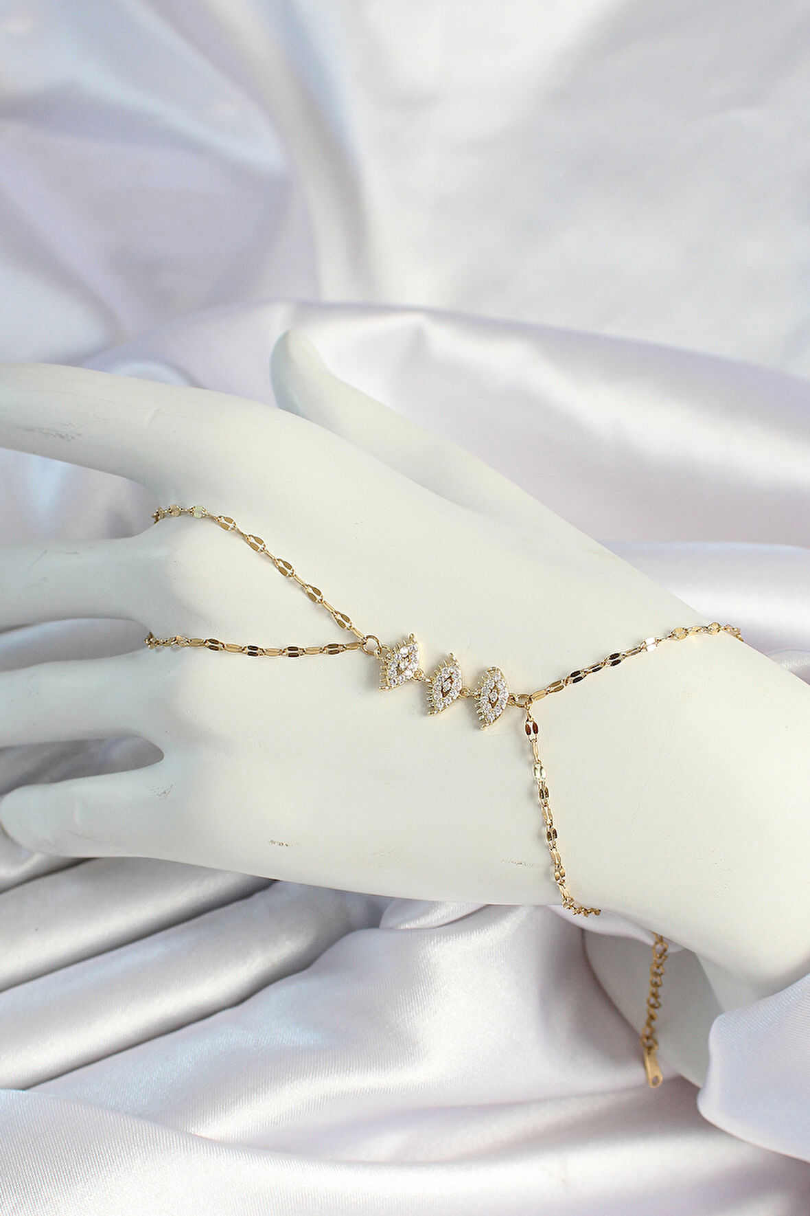 316L Çelik Gold Renk Zirkon Taşlı Göz Figürlü Şahmeran - TJ-SN657