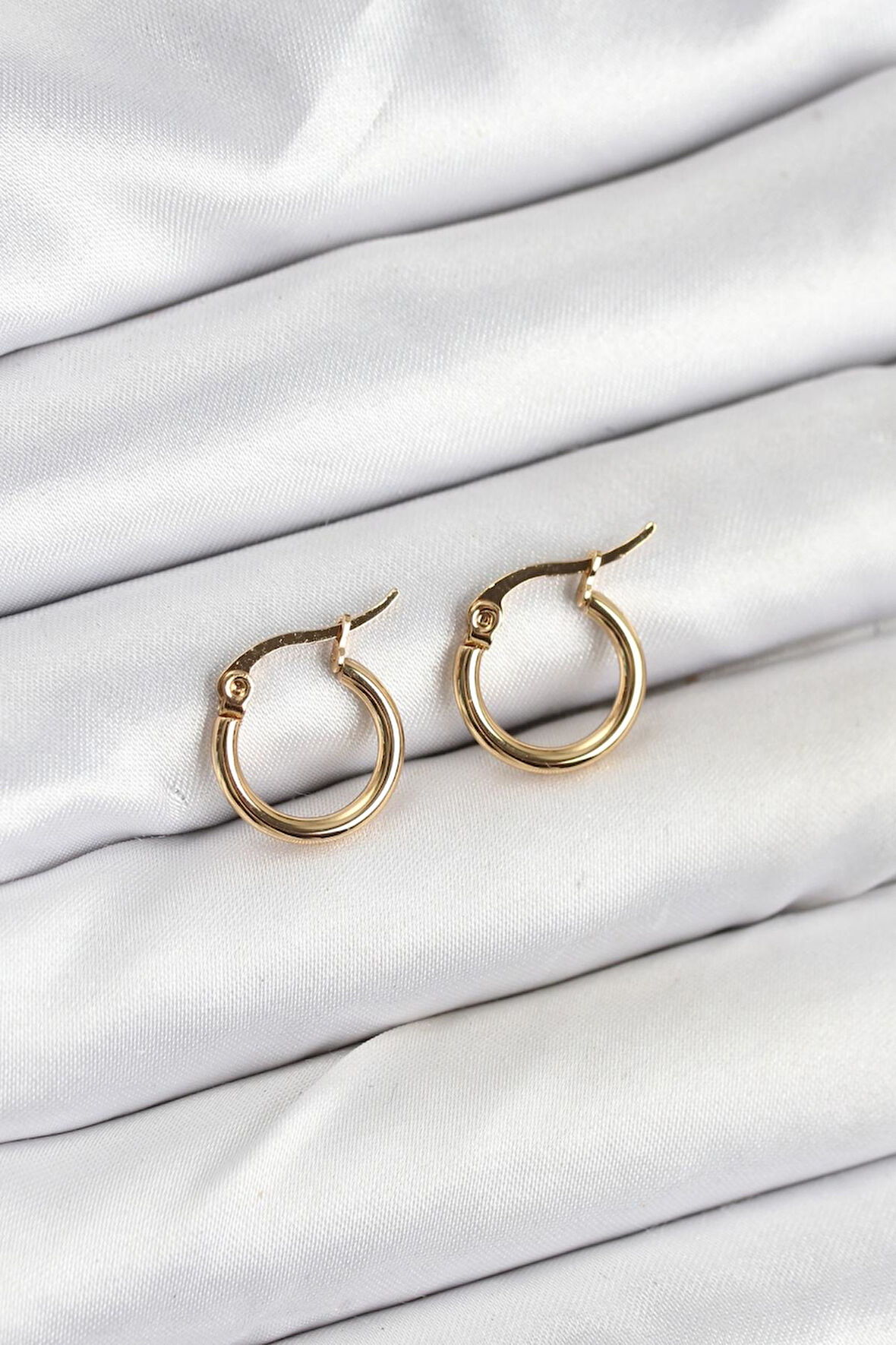 316L Çelik Gold Renk 12 mm Halka Kadın Küpe - TJ-BKP11224