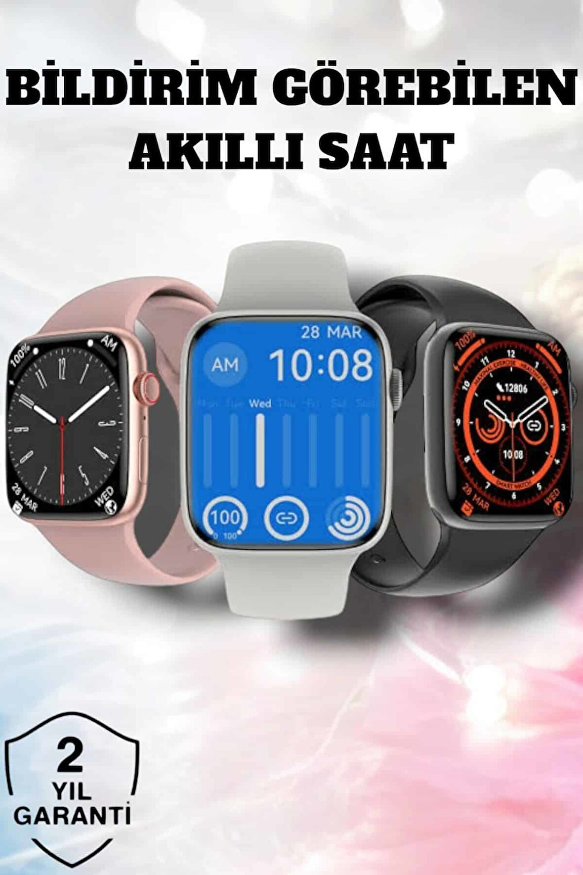 Akıllı Saat Adım Sayar, Kalp Atışı İzleme Dokunmatik Bluetooth Bağlantılı