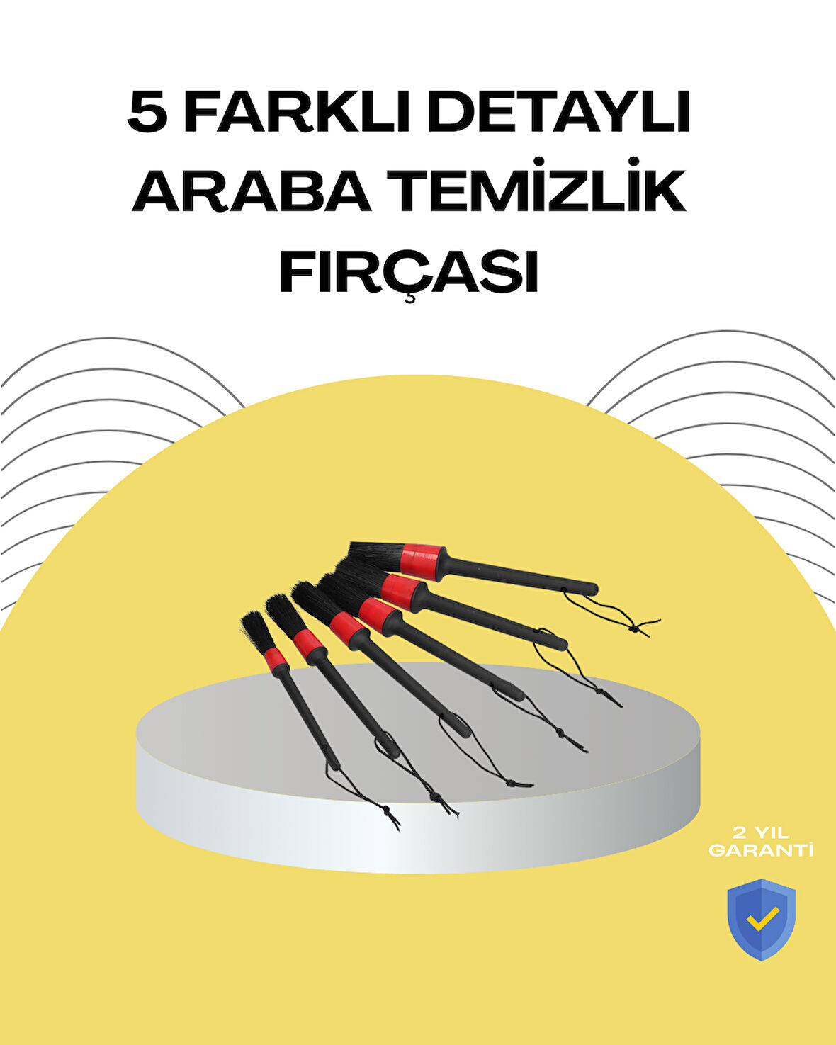 5 Boy Fırçalı Araba Temizlik Seti-Derin Temizlik Sağlayan Yumuşak Fırçalar