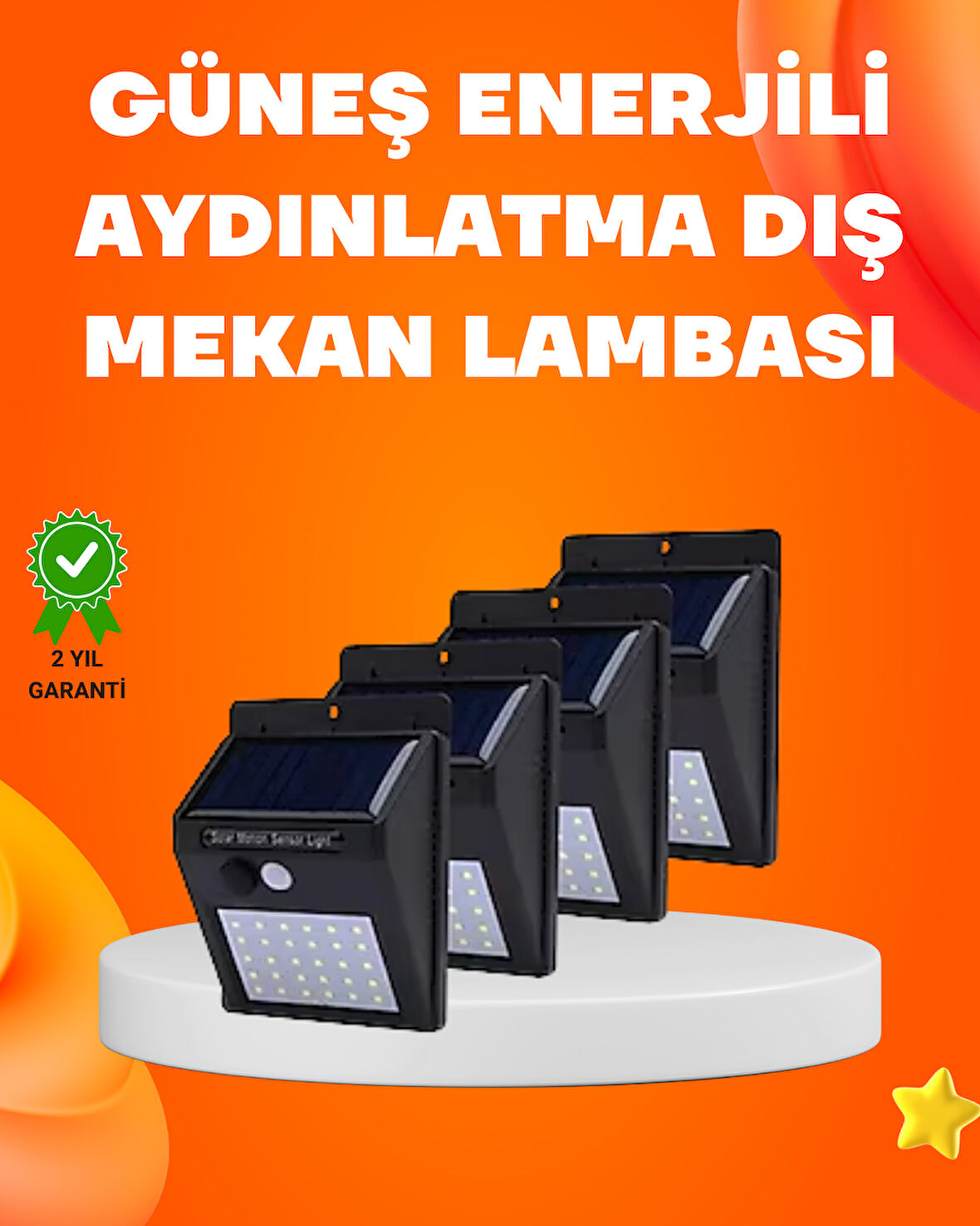 Montajlı Güneş Enerjili Duvar Tipi Aydınlatma – 8 Saat Çalışma Süresi