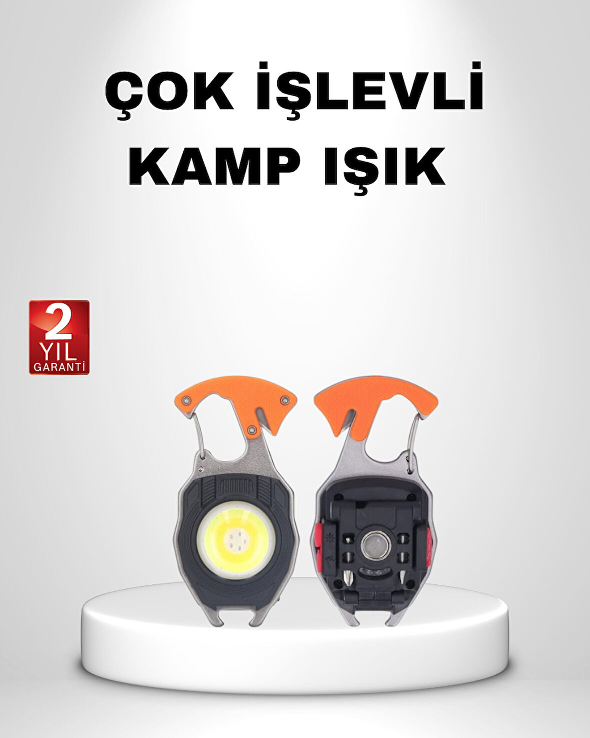 Mini LED Anahtarlık Fener – Şişe Açacağı, Tornavida, Düdük ve USB Şarj Özellikli