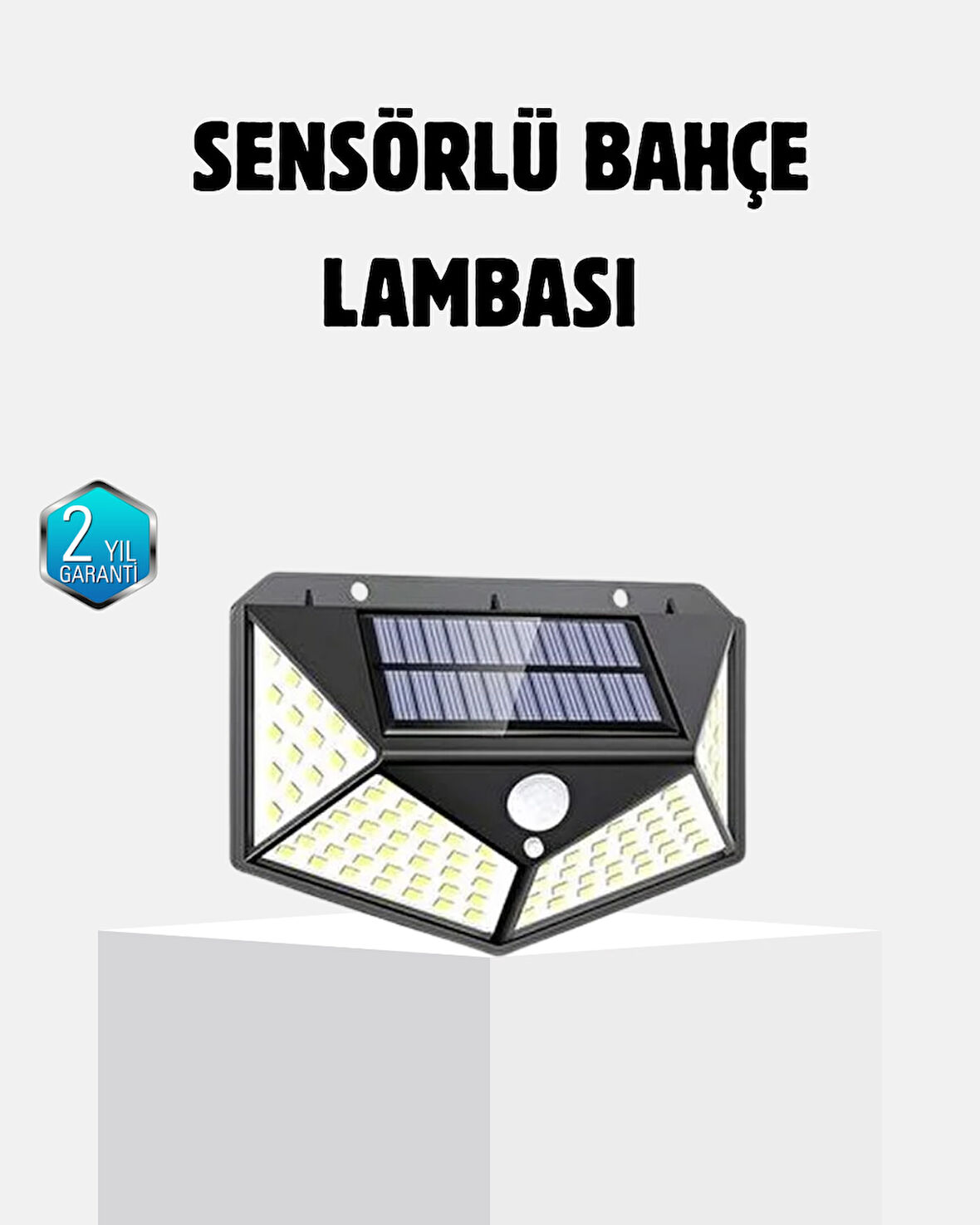 Güneş Enerjili 100 LED Dış Mekan Lamba – Hareket Sensörlü, 2200mAh Bataryalı Solar Aydınlatma