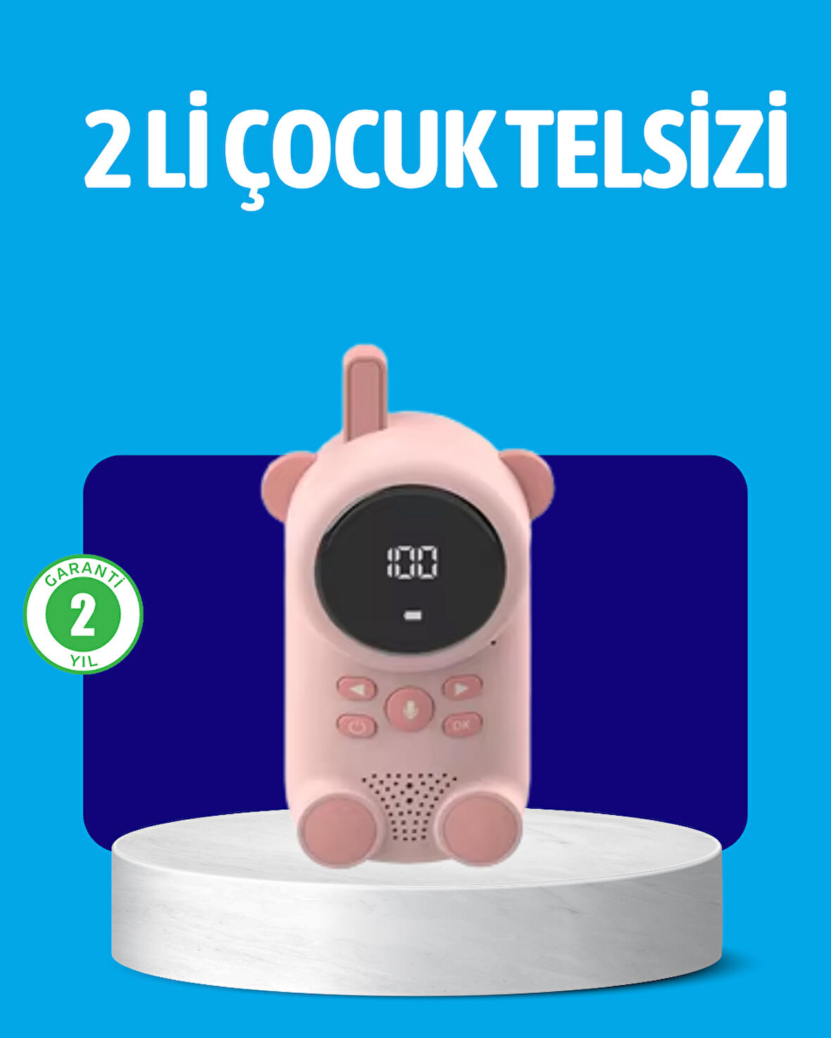 USB Şarjlı Çocuk Telsizi – Renkli Ekran, VOX Modu, Kompakt Tasarım