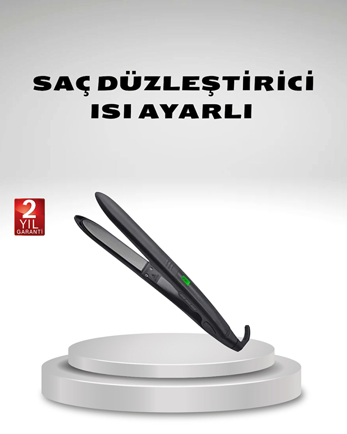 Isı Ayarlı Saç Düzleştirici Titanyum Seramik Plaka, Dijital Ekran