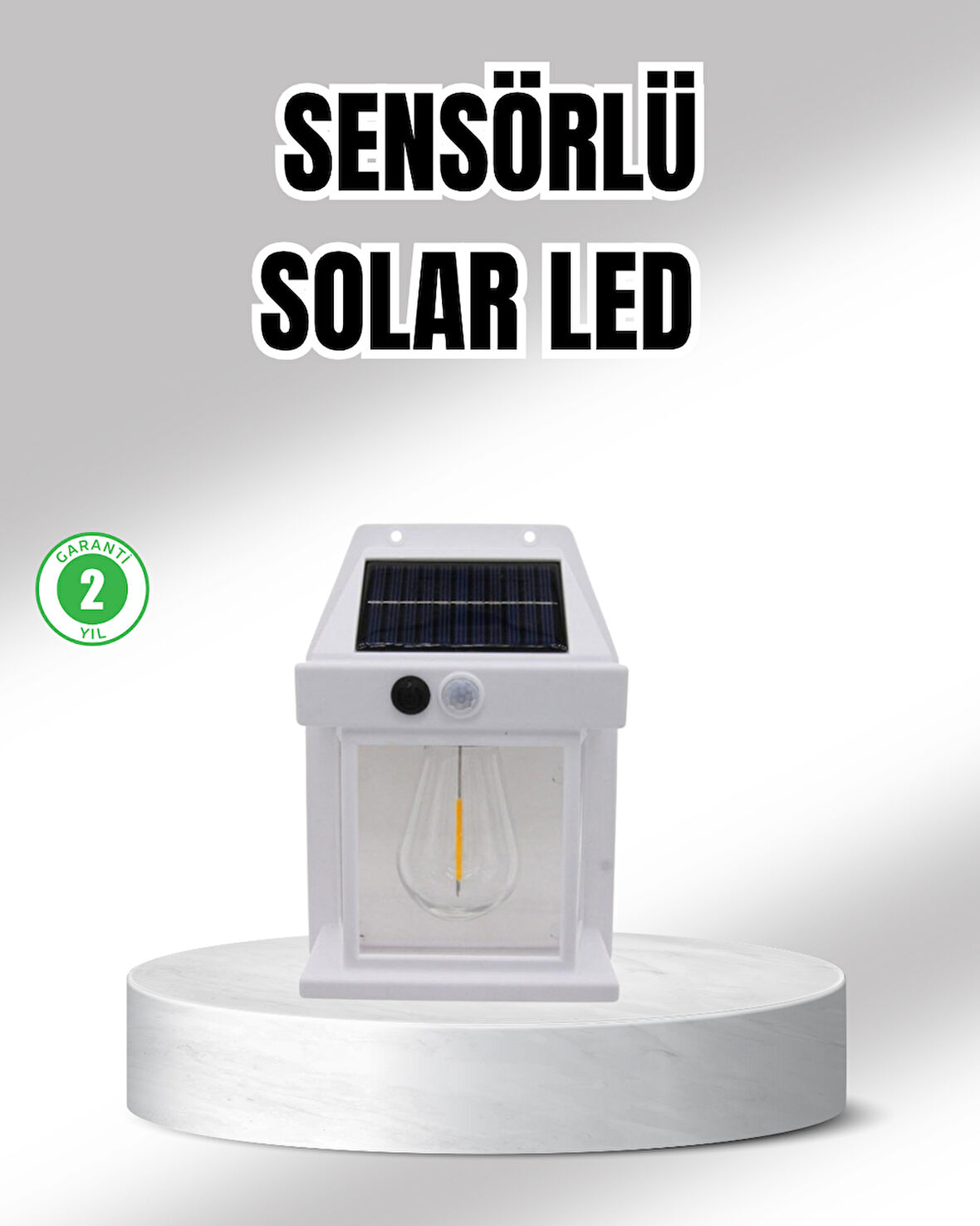 Güneş Enerjili Dış Mekan Sensörlü Duvar Lambası IP65 Su Geçirmez