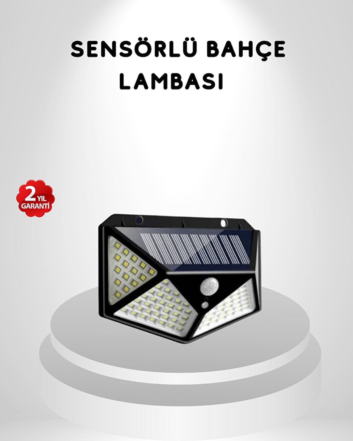 100 LED Güneş Enerjili Bahçe Lambası - PIR Sensörlü, IP65 Su Geçirmez Dış Mekan Aydınlatma